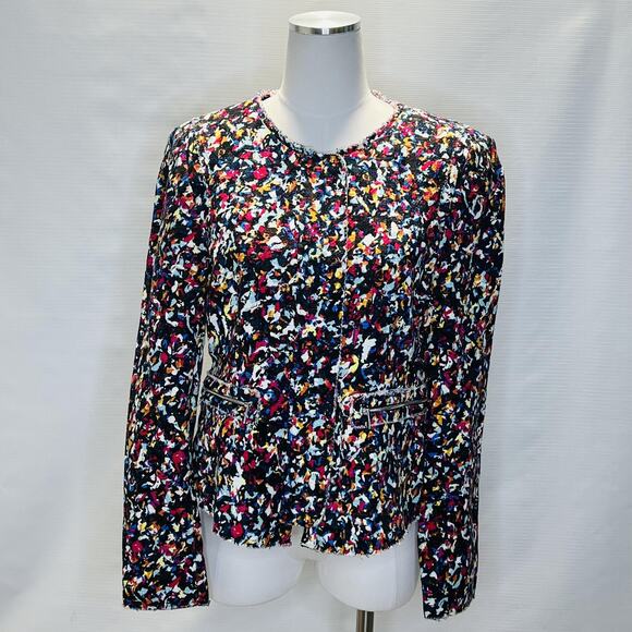 1.STATE Jacket Womens Large Tweed Zip Front Lined Textured Boho - Picture 1 of 14